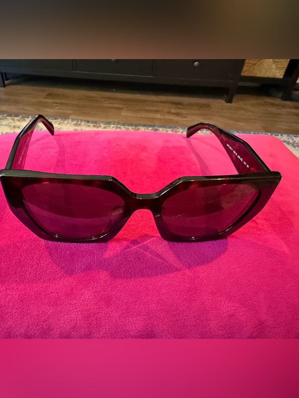 Prada Black Tortoiseshell Oversized Square Sunglasses